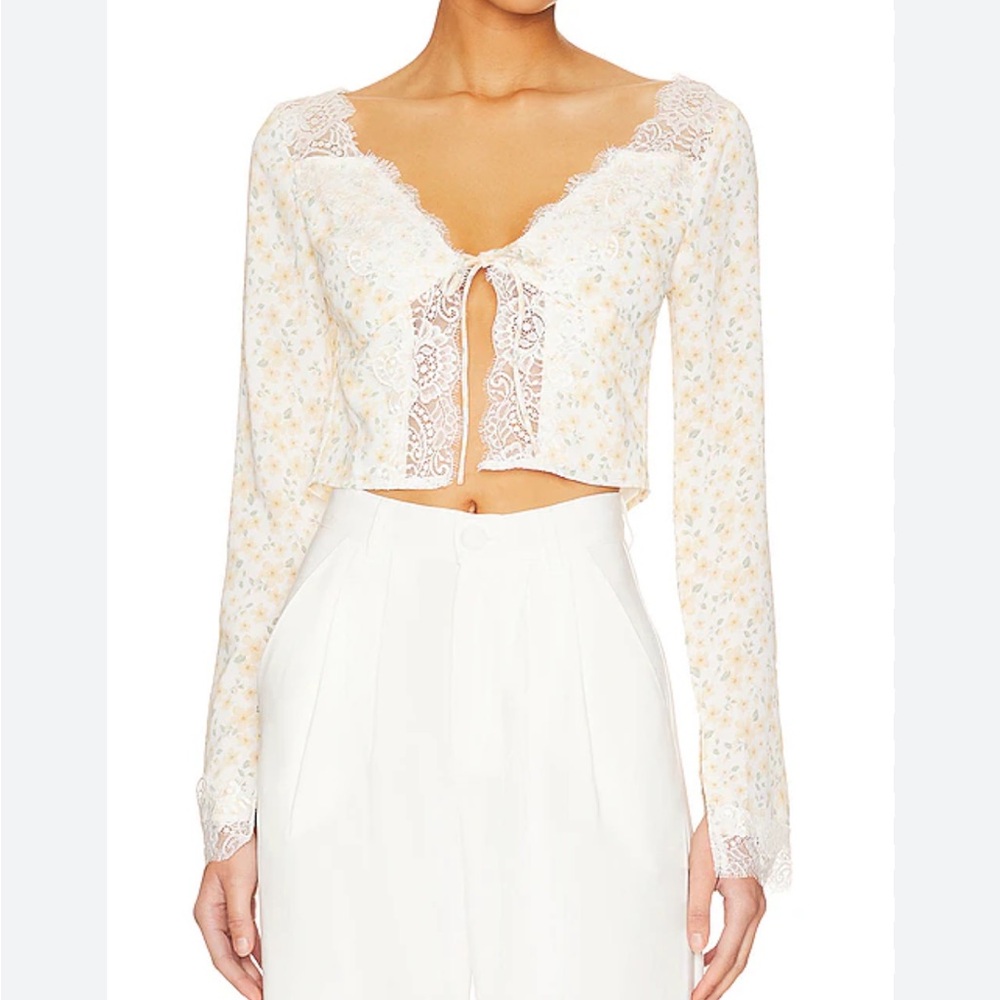 Floral Lace Tie-Front Crop Top
